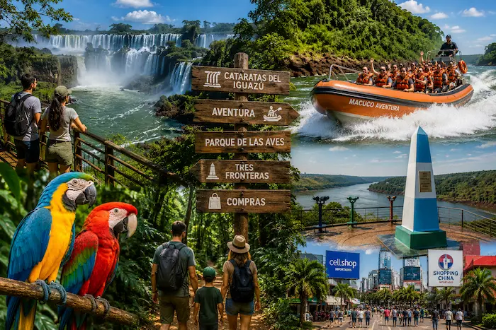 recorrido combinando Cataratas, Minas de Wanda, Ruinas de San Ignacio, Hito Tres Fronteras y paseos por la selva.