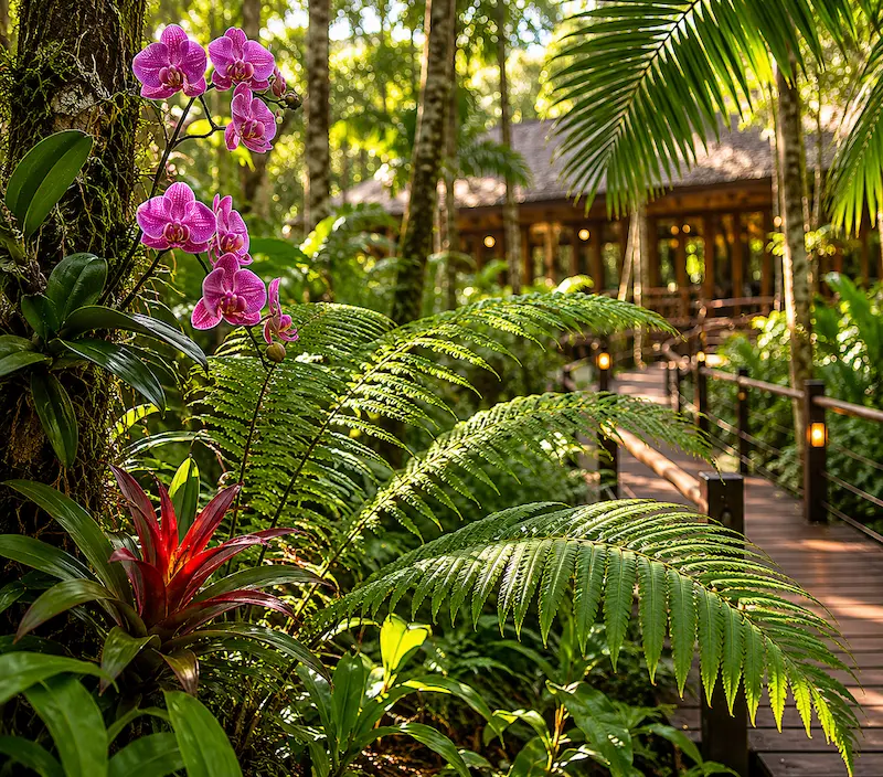 Helechos gigantes y flora nativa en Selva Iryapú - Hotel Yaguas